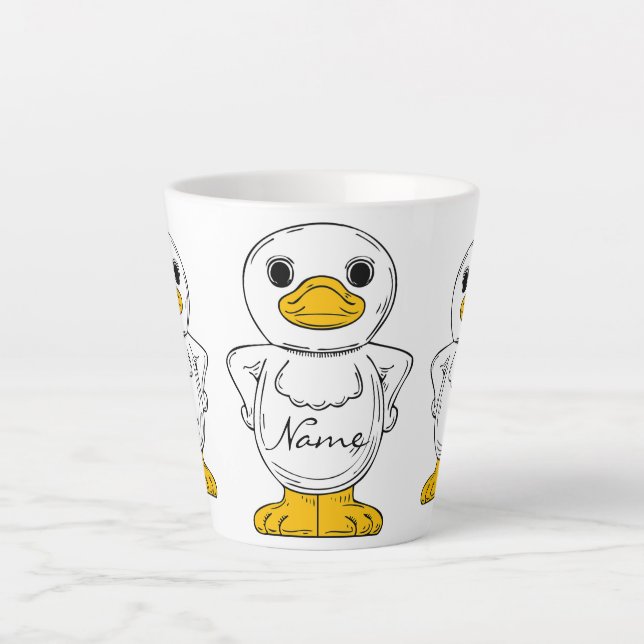 Taza De Café Latte Thunder_Cove del pequeño pato blanco (Anverso)