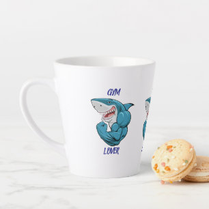 Taza De Café Latte Tiburón Amante del Gimnasio – Diseño Divertido de