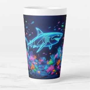 Taza De Café Latte Tiburón colorido