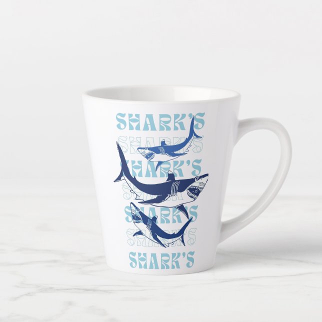 TAZA DE CAFÉ LATTE TIBURONES, TIBURONES, ESTILO (Derecha)