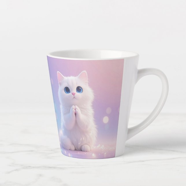 Taza De Café Latte Tierno gatito (Derecha)
