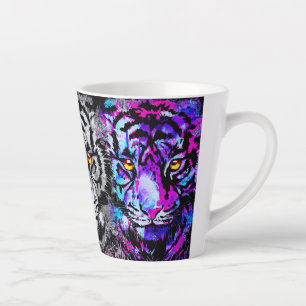 Taza De Café Latte Tiger Latte Mug Coloridas cabezas de tigre Latte