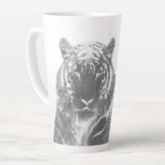 Taza De Café Latte Tigre blanco y negro