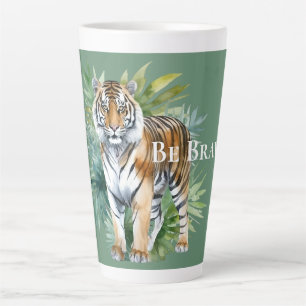 Taza De Café Latte Tigre con hojas