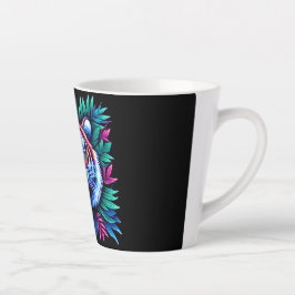 Taza De Café Latte Tigre de neón y hojas de selva