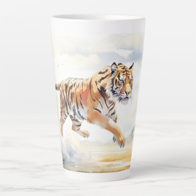 Taza De Café Latte Tigre en acción 2 (Anverso)