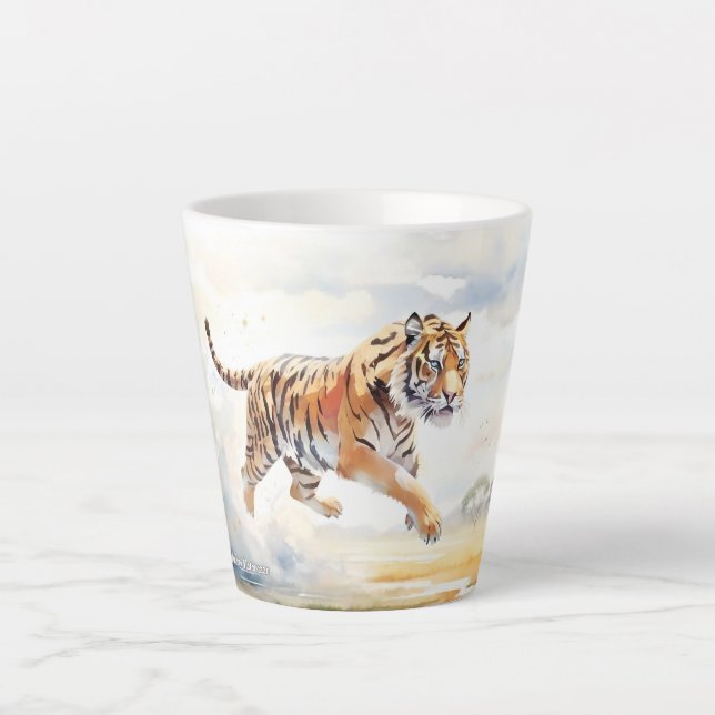 Taza De Café Latte Tigre en acción 2 (Anverso)