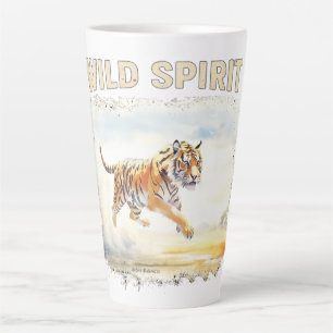Taza De Café Latte Tigre en Acción - Espíritu Salvaje