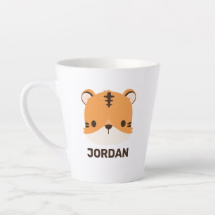 Taza De Café Latte Tigre lindo con nombre personalizado