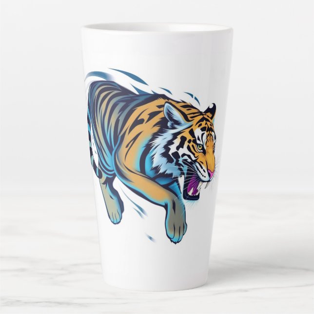 Taza De Café Latte Tigre Saltarín (Anverso)