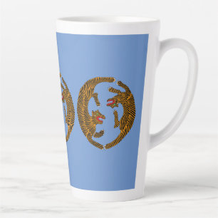 Taza De Café Latte Tigres de arte folklórico de la antigua Japón