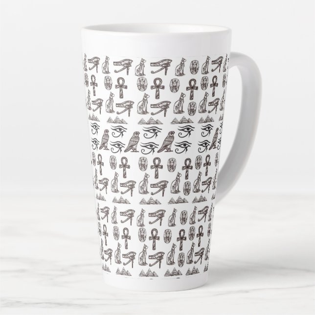 Taza De Café Latte Timeless Egyptian Antiquities Digital Patterns (Ángulo derecho)