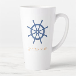 Taza De Café Latte Timón de barco náutico personalizado Sail Away Bea