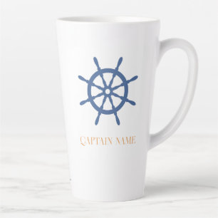 Taza De Café Latte Timón de barco náutico personalizado Sail Away Bea