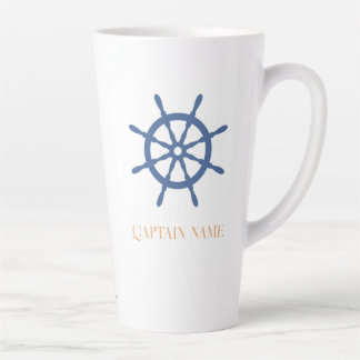 Taza De Café Latte Timón de barco náutico personalizado Sail Away Bea