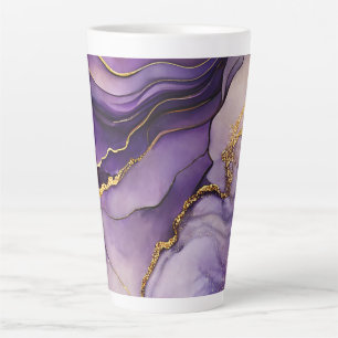 Taza De Café Latte Tinta de alcohol púrpura única grande cerámica lat