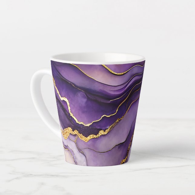 Taza De Café Latte Tinta Purple Purple Alcohólica Pequeña Cerámica La (Ángulo izquierdo)