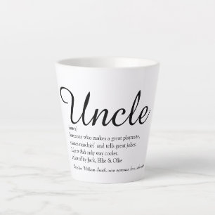 Taza De Café Latte Tío divertido elegante letra negra y blanca