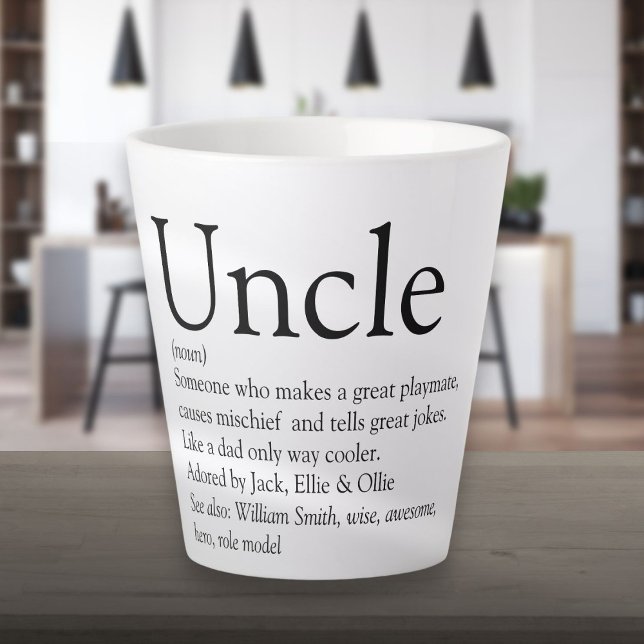 Taza De Café Latte Tío Funcle Definición Diversión Moderna (Uncle Funcle Definition Modern Fun Latte Mug)