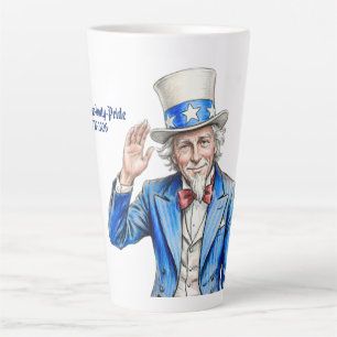 Taza De Café Latte Tío Sam Feliz 4 de Julio Patriótico