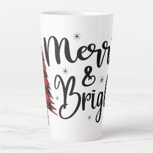 Taza De Café Latte Tipografía Alegre y Brillante Árbol de Plaid Búfal