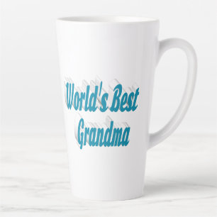 Taza De Café Latte Tipografía azul cielo de la abuela