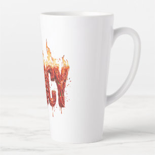 Taza De Café Latte Tipografía de fuego de chile picante para amantes