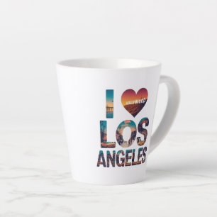 Taza De Café Latte Tipografía de Los Ángeles Skyline Sunset y Hollywo