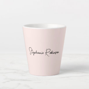 Taza De Café Latte Tipografía de nombre de monograma de rubor minimal