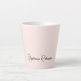 Taza De Café Latte Tipografía de nombre de monograma rosa sonrosado m