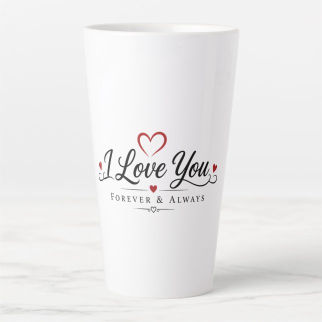 Taza De Café Latte Tipografía de 'Te Amo' (Anverso)