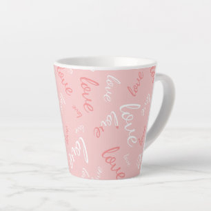 Taza De Café Latte Tipografía manuscrita de amor rosa Romántica