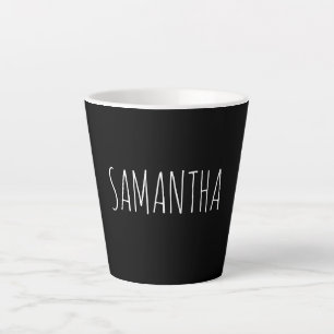 Taza De Café Latte Tipografía moderna Nombre blanco sobre negro