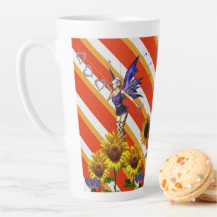 Taza De Café Latte Tiras de girasol Latte Mug