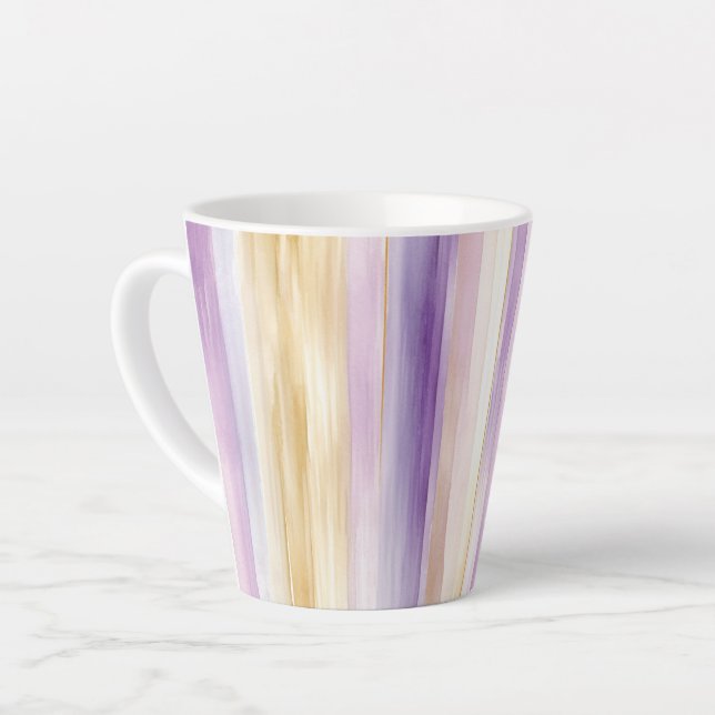 Taza De Café Latte Tiras de Iris Morado Romántico Crema Despedida de  (Ángulo izquierdo)