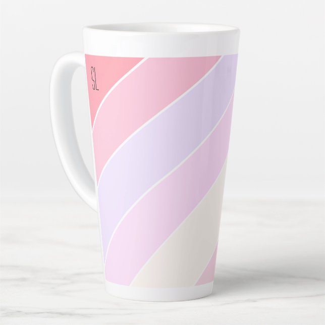 Taza De Café Latte Tiras Pastel Personalizadas (Ángulo izquierdo)