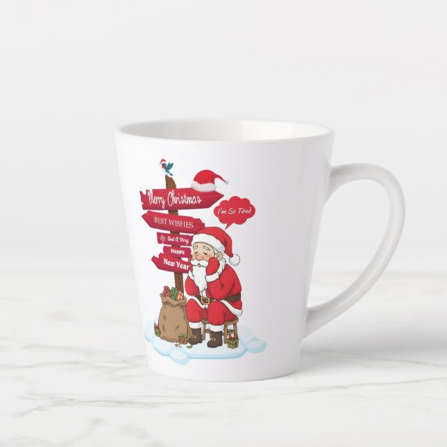 Taza De Café Latte Tired Santa Petite Latte Mug Minimalist Coffie (Derecha)