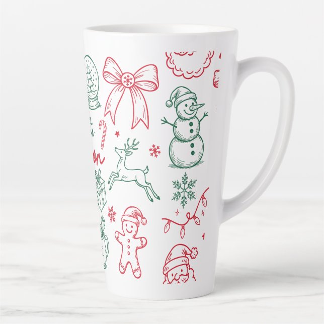 Taza De Café Latte Tis the Season - Christmas Doodle (Derecha)
