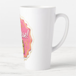 Taza De Café Latte Título: Pegatina de caja de regalo rosa "¡Sorpresa