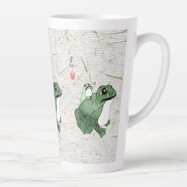 Taza De Café Latte Toad de rana japonesa grande del siglo XIX (Derecha)