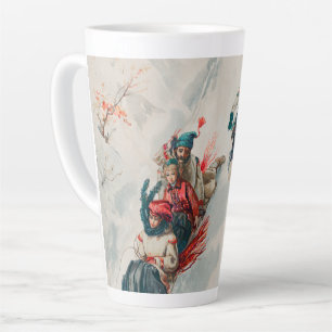 Taza De Café Latte "Tobogganing", Cromolitografía, Louis Prang & Co.
