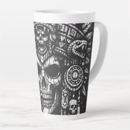 Taza De Café Latte Tocado de cráneo azteca de BurnsInHell