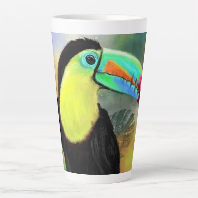 Taza De Café Latte Toco Tropical Toucan Bird Latte Mug (Anverso)