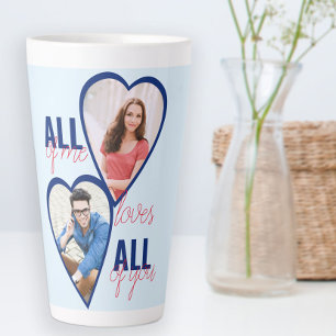 Taza De Café Latte Toda de Mí Ama Todo de Ti 2 Foto Corazón Azul