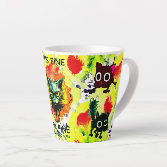 Taza De Café Latte Todo está bien verde, cerdo envuelto en rojo (Ángulo derecho)