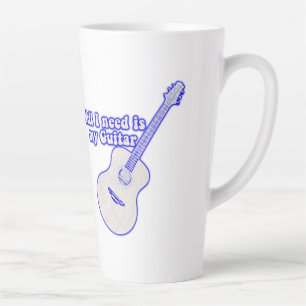 Taza De Café Latte Todo lo que necesito es mi guitarra. palabras moti