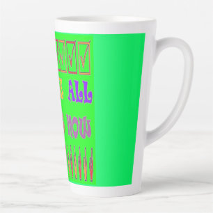 Taza De Café Latte Todos somos robots de color verde con palabras de