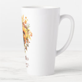 Taza De Café Latte Together in Fall – Sunflowers, Leaves & Love