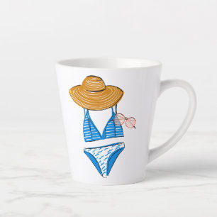 Taza De Café Latte Toma el sol - Blue Swimsuit 2