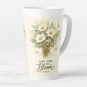 Taza De Café Latte Tómate el tiempo para florecer Diseño de ramille